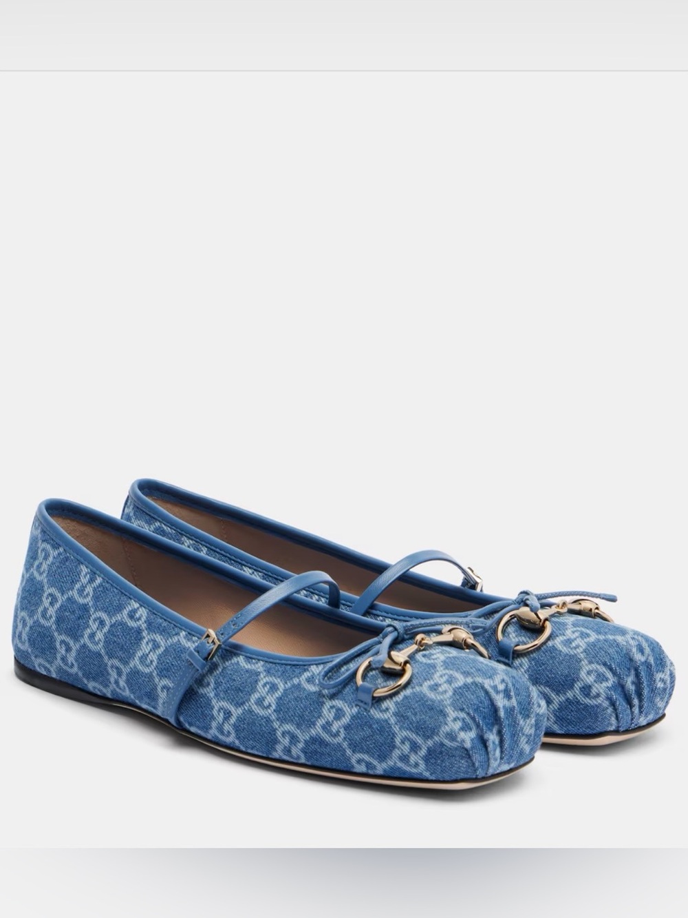 Gucci Horsebit GG denim ballet flats